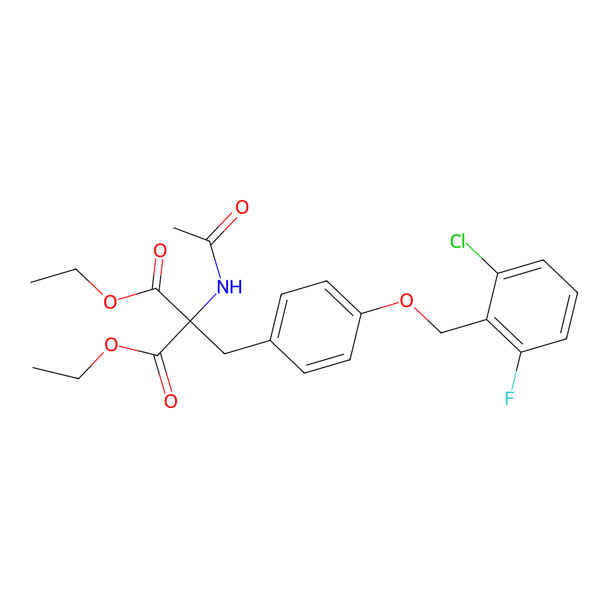 Diethyl 2-(acetylamino)-2-{4-[(2-chloro-6-fluorobenzyl)oxy]benzyl}malonate molecular structure, CAS 439108-33-5