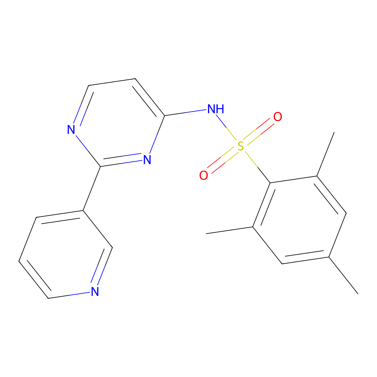 2,4,6-trimethyl-N-[2-(3-pyridinyl)-4-pyrimidinyl]benzenesulfonamide molecular structure, CAS 439108-35-7
