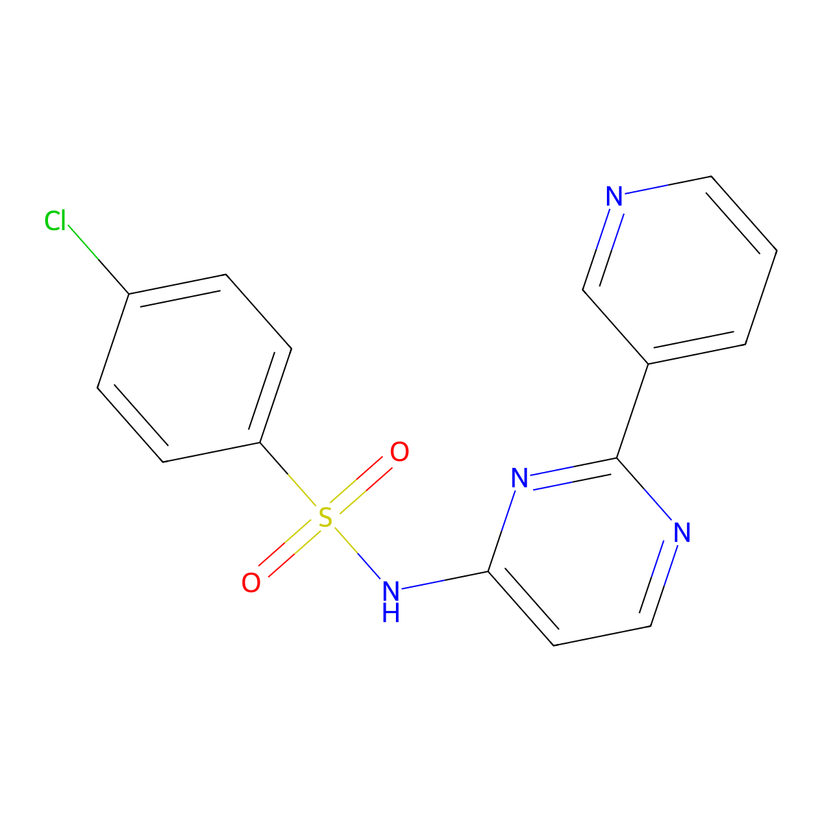 4-chloro-N-[2-(3-pyridinyl)-4-pyrimidinyl]benzenesulfonamide molecular structure, CAS 439108-36-8