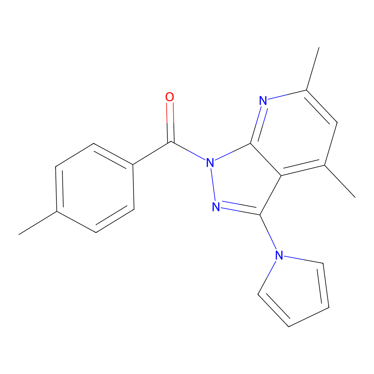 [4,6-dimethyl-3-(1H-pyrrol-1-yl)-1H-pyrazolo[3,4-b]pyridin-1-yl](4-methylphenyl)methanone molecular structure, CAS 439108-44-8