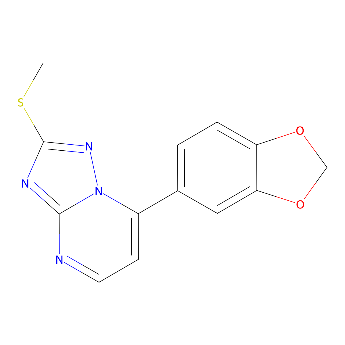 7-(1,3-Benzodioxol-5-yl)-2-(methylsulfanyl)[1,2,4]triazolo[1,5-a]pyrimidine molecular structure, CAS 439108-52-8