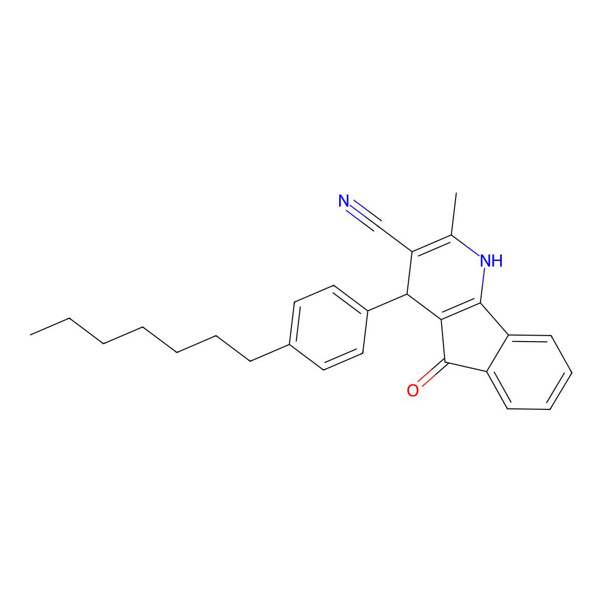 4-(4-heptylphenyl)-2-methyl-5-oxo-4,5-dihydro-1H-indeno[1,2-b]pyridine-3-carbonitrile molecular structure, CAS 439108-62-0