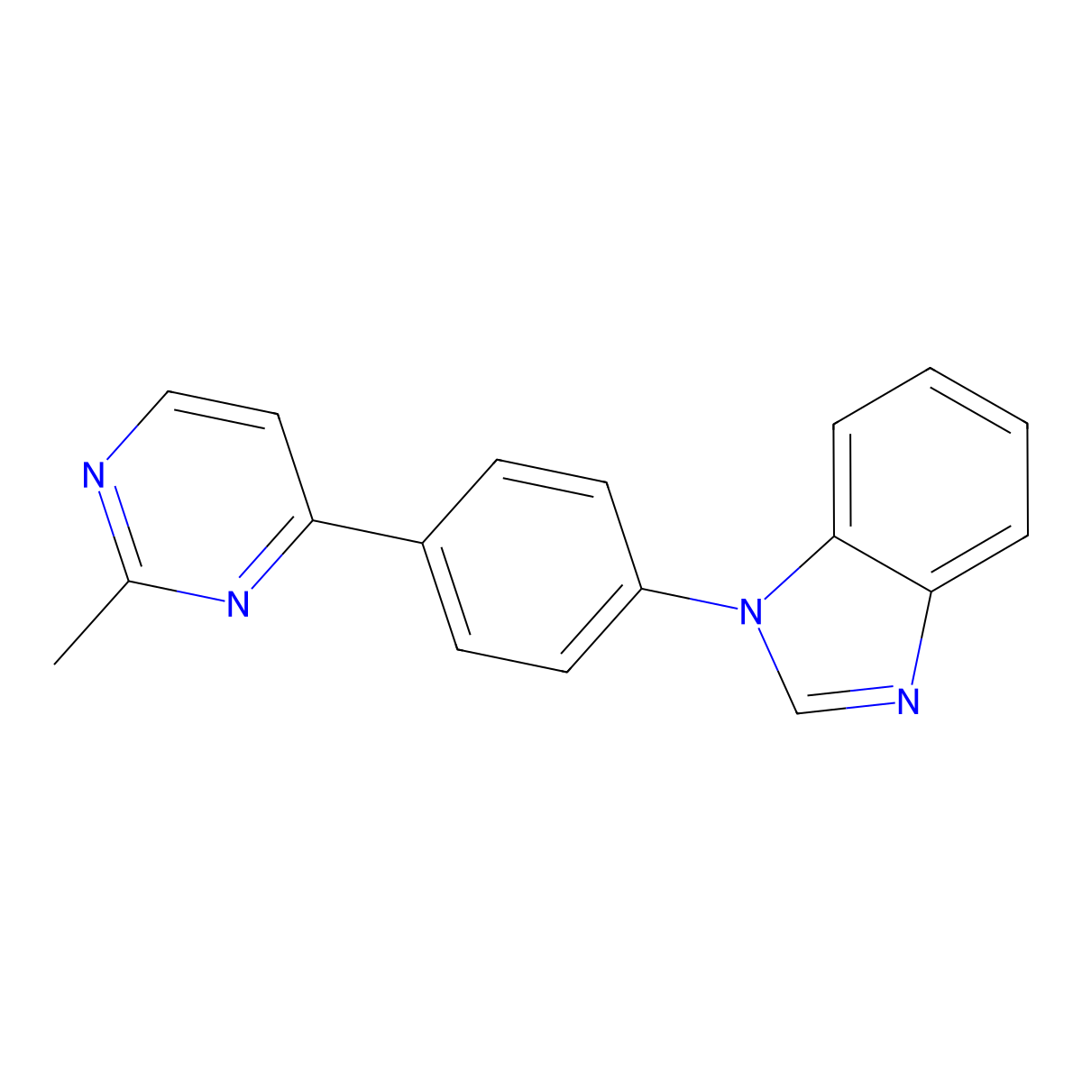 1-[4-(2-methyl-4-pyrimidinyl)phenyl]-1H-1,3-benzimidazole molecular structure, CAS 439108-63-1