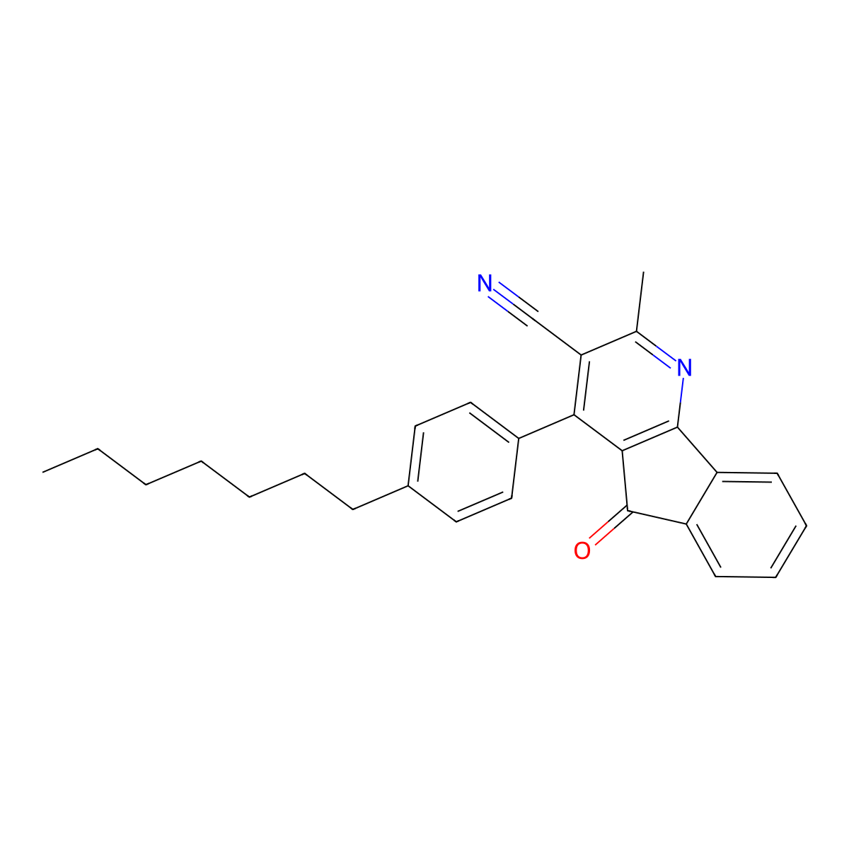 4-(4-heptylphenyl)-2-methyl-5-oxo-5H-indeno[1,2-b]pyridine-3-carbonitrile molecular structure, CAS 439108-64-2