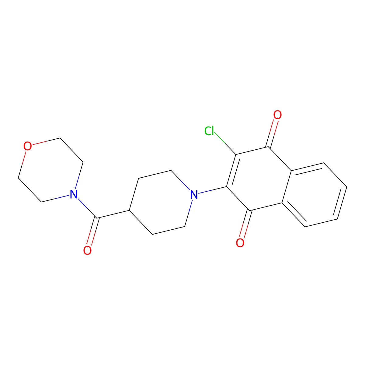 2-Chloro-3-[4-(morpholinocarbonyl)piperidino]naphthoquinone molecular structure, CAS 439108-66-4