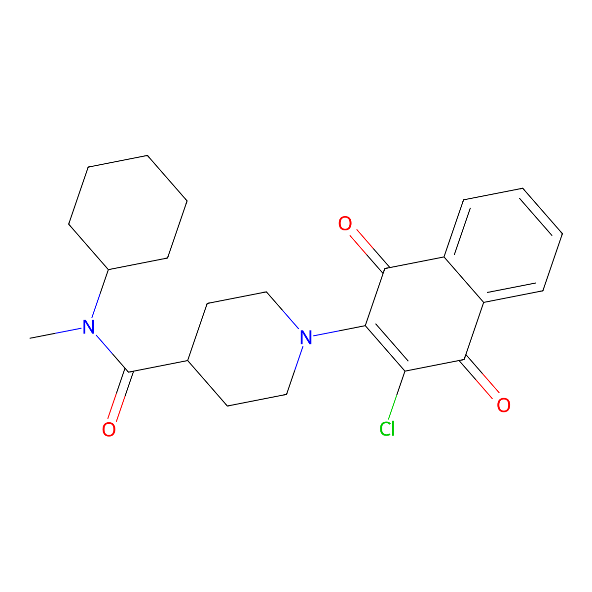 1-(3-chloro-1,4-dioxo-1,4-dihydro-2-naphthalenyl)-N-cyclohexyl-N-methyl-4-piperidinecarboxamide molecular structure, CAS 439108-67-5