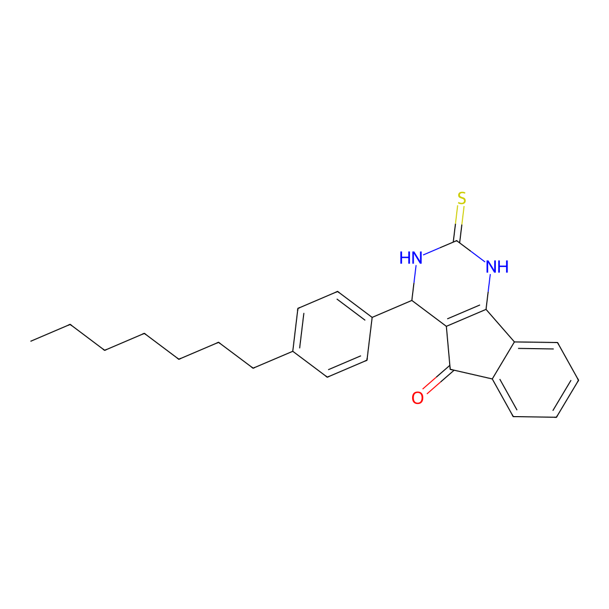 4-(4-heptylphenyl)-2-thioxo-1,2,3,4-tetrahydro-5H-indeno[1,2-d]pyrimidin-5-one molecular structure, CAS 439108-71-1