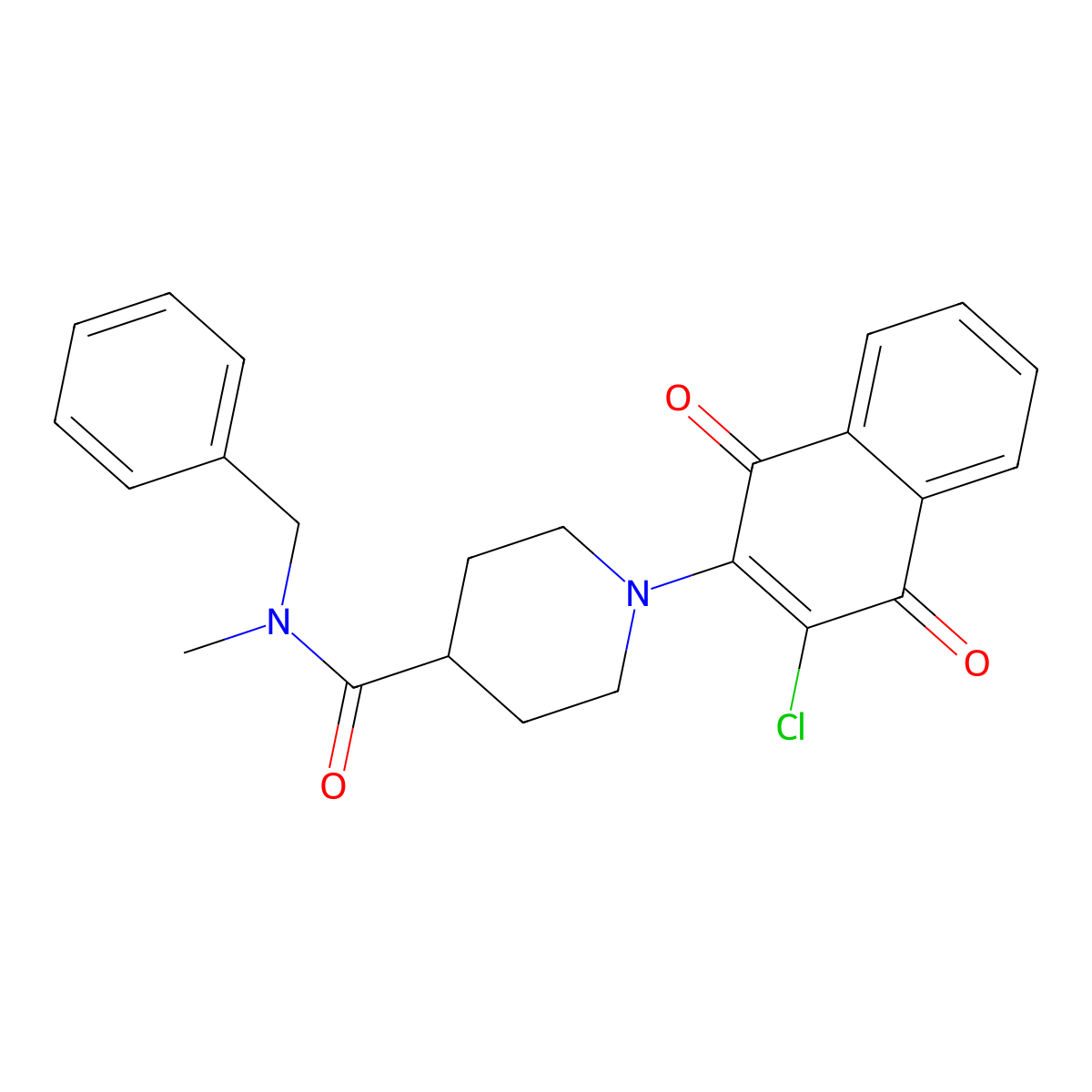 N-benzyl-1-(3-chloro-1,4-dioxo-1,4-dihydro-2-naphthalenyl)-N-methyl-4-piperidinecarboxamide molecular structure, CAS 439108-74-4