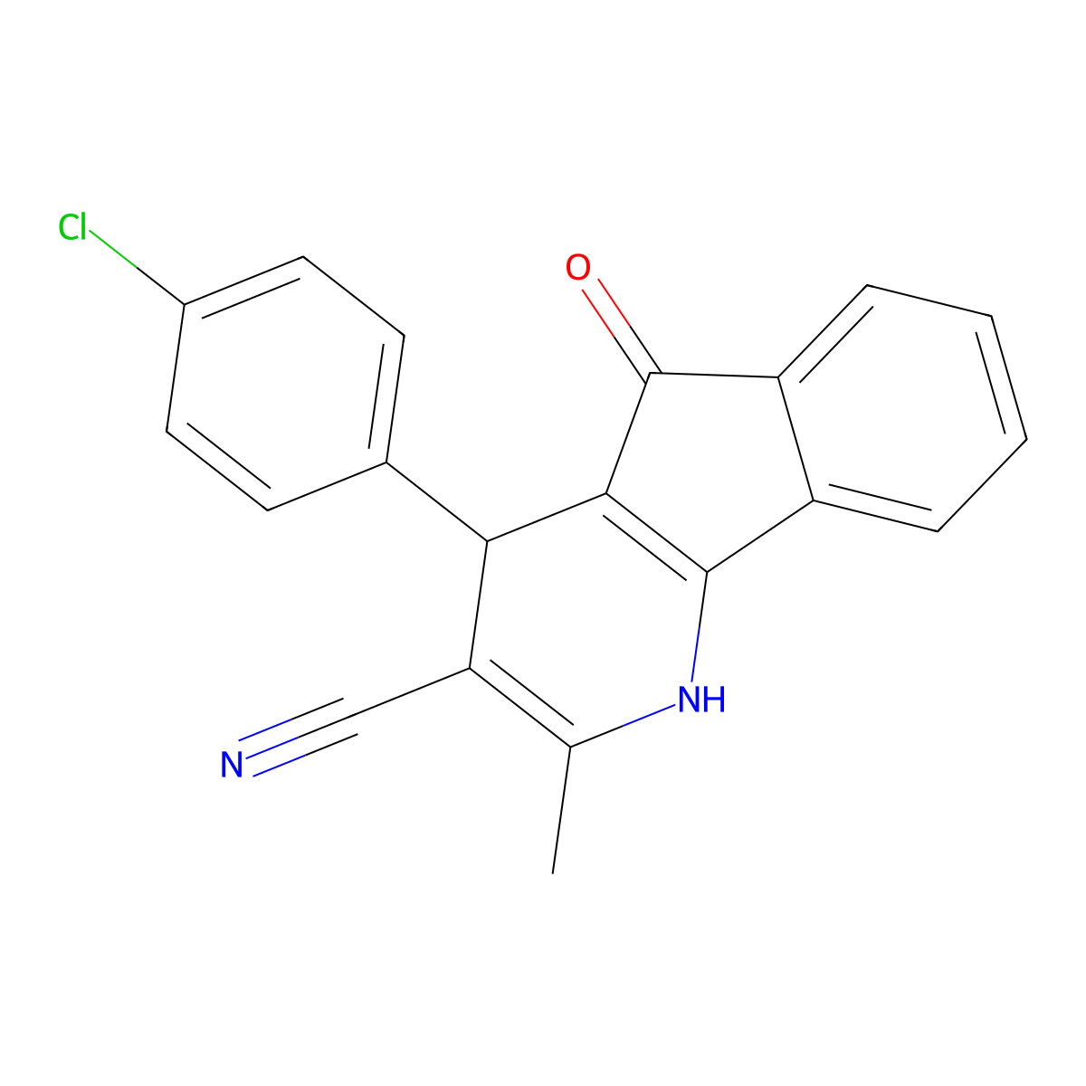 4-(4-chlorophenyl)-2-methyl-5-oxo-4,5-dihydro-1H-indeno[1,2-b]pyridine-3-carbonitrile molecular structure, CAS 439108-75-5