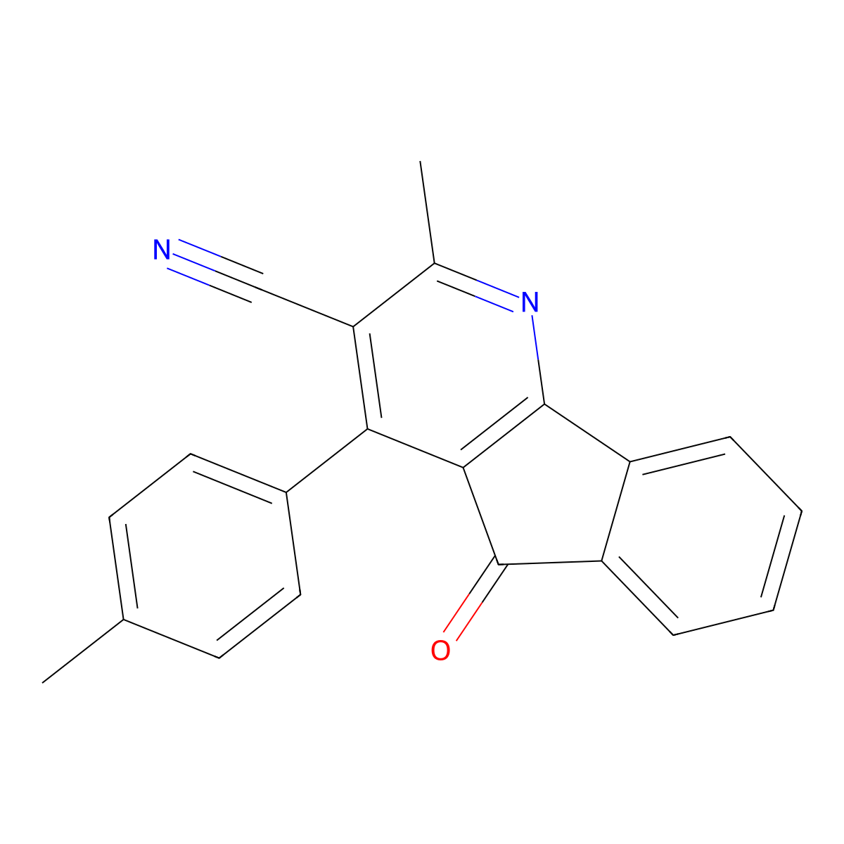 2-methyl-4-(4-methylphenyl)-5-oxo-5H-indeno[1,2-b]pyridine-3-carbonitrile molecular structure, CAS 439108-78-8
