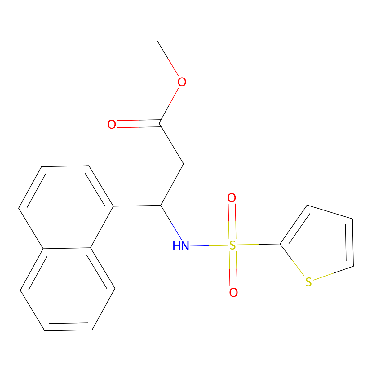 Methyl 3-(1-naphthyl)-3-[(2-thienylsulfonyl)amino]propanoate molecular structure, CAS 439108-83-5