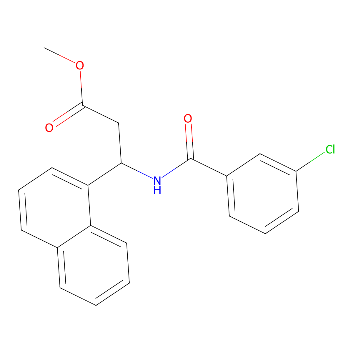 Methyl 3-[(3-chlorobenzoyl)amino]-3-(1-naphthyl)propanoate molecular structure, CAS 439108-87-9