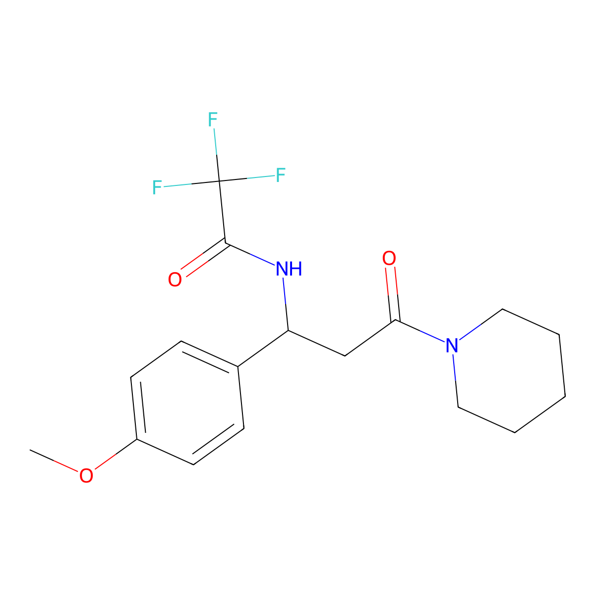 2,2,2-trifluoro-N-[1-(4-methoxyphenyl)-3-oxo-3-piperidinopropyl]acetamide molecular structure, CAS 439108-91-5