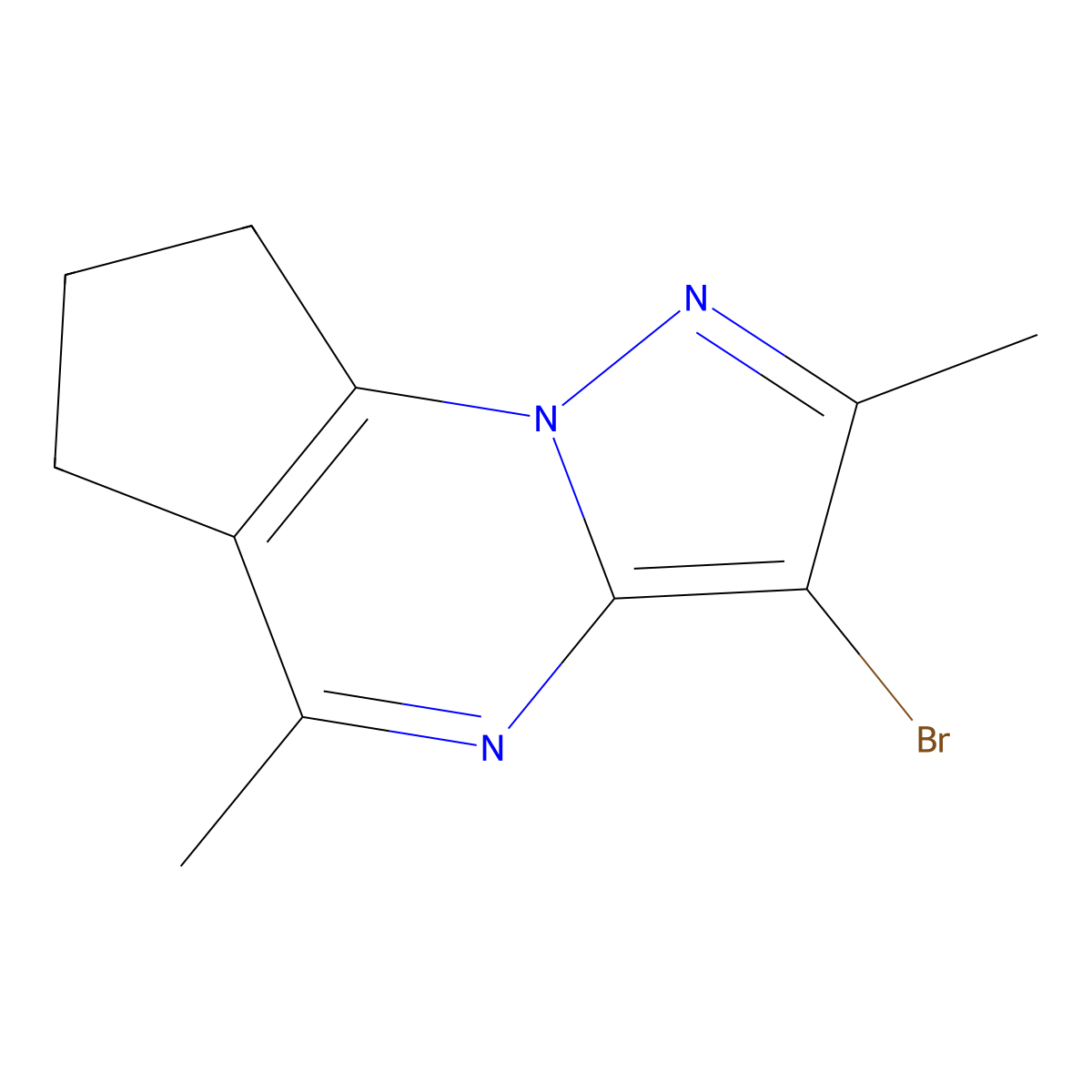3-bromo-2,5-dimethyl-7,8-dihydro-6H-cyclopenta[e]pyrazolo[1,5-a]pyrimidine molecular structure, CAS 439108-94-8