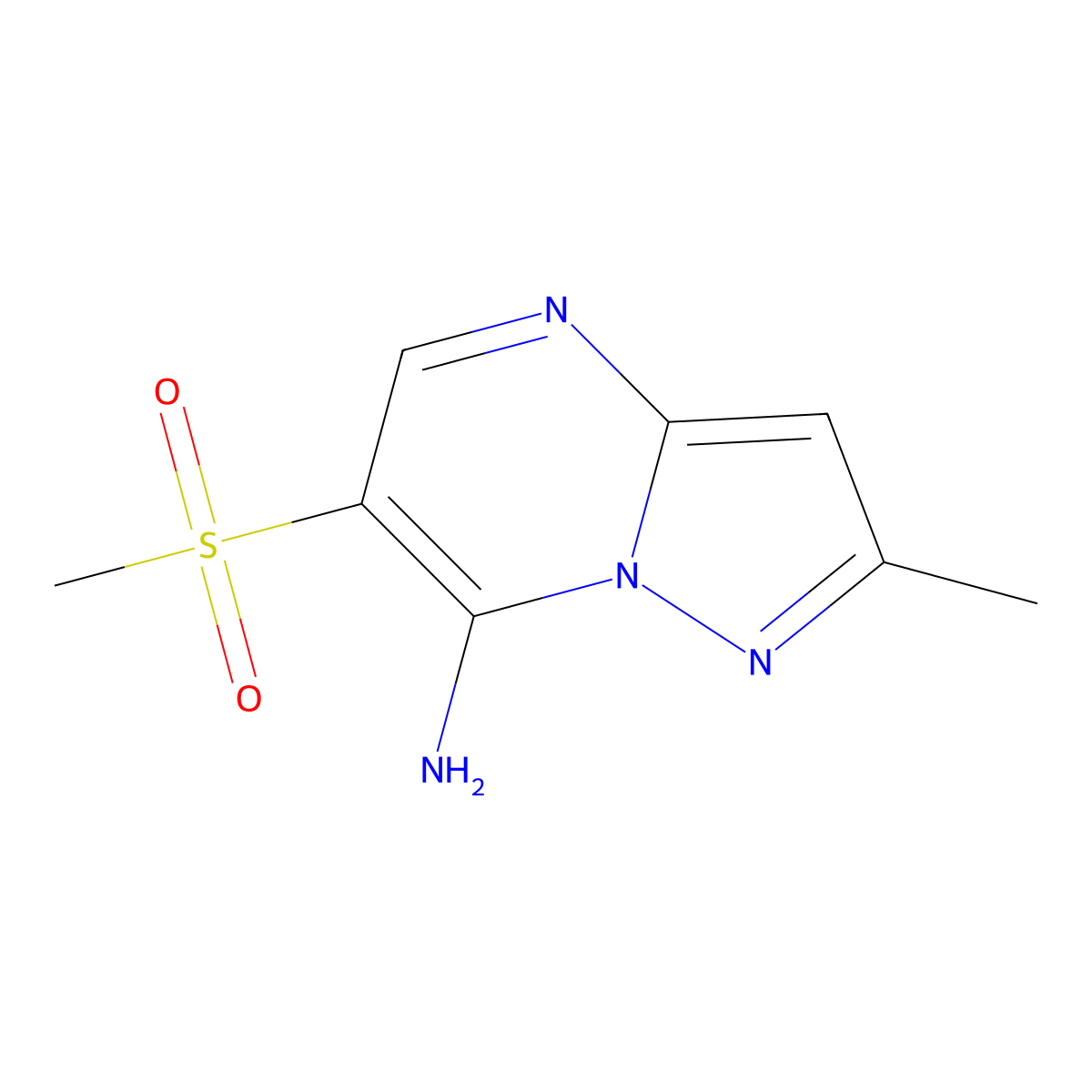 6-Methanesulfonyl-2-methylpyrazolo[1,5-a]pyrimidin-7-amine molecular structure, CAS 439108-98-2