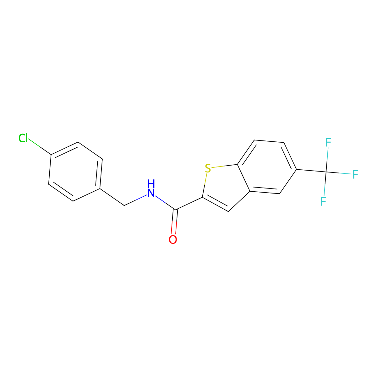 N-[(4-chlorophenyl)methyl]-5-(trifluoromethyl)-1-benzothiophene-2-carboxamide molecular structure, CAS 439109-07-6