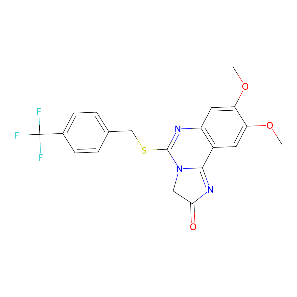 8,9-dimethoxy-5-{[4-(trifluoromethyl)benzyl]sulfanyl}imidazo[1,2-c]quinazolin-2(3H)-one molecular structure, CAS 439109-10-1