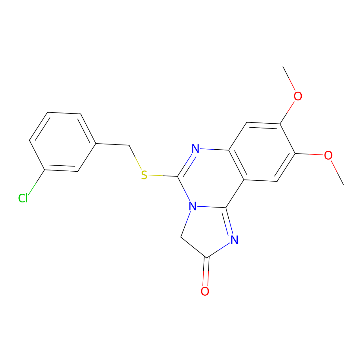 5-[(3-chlorobenzyl)sulfanyl]-8,9-dimethoxyimidazo[1,2-c]quinazolin-2(3H)-one molecular structure, CAS 439109-15-6