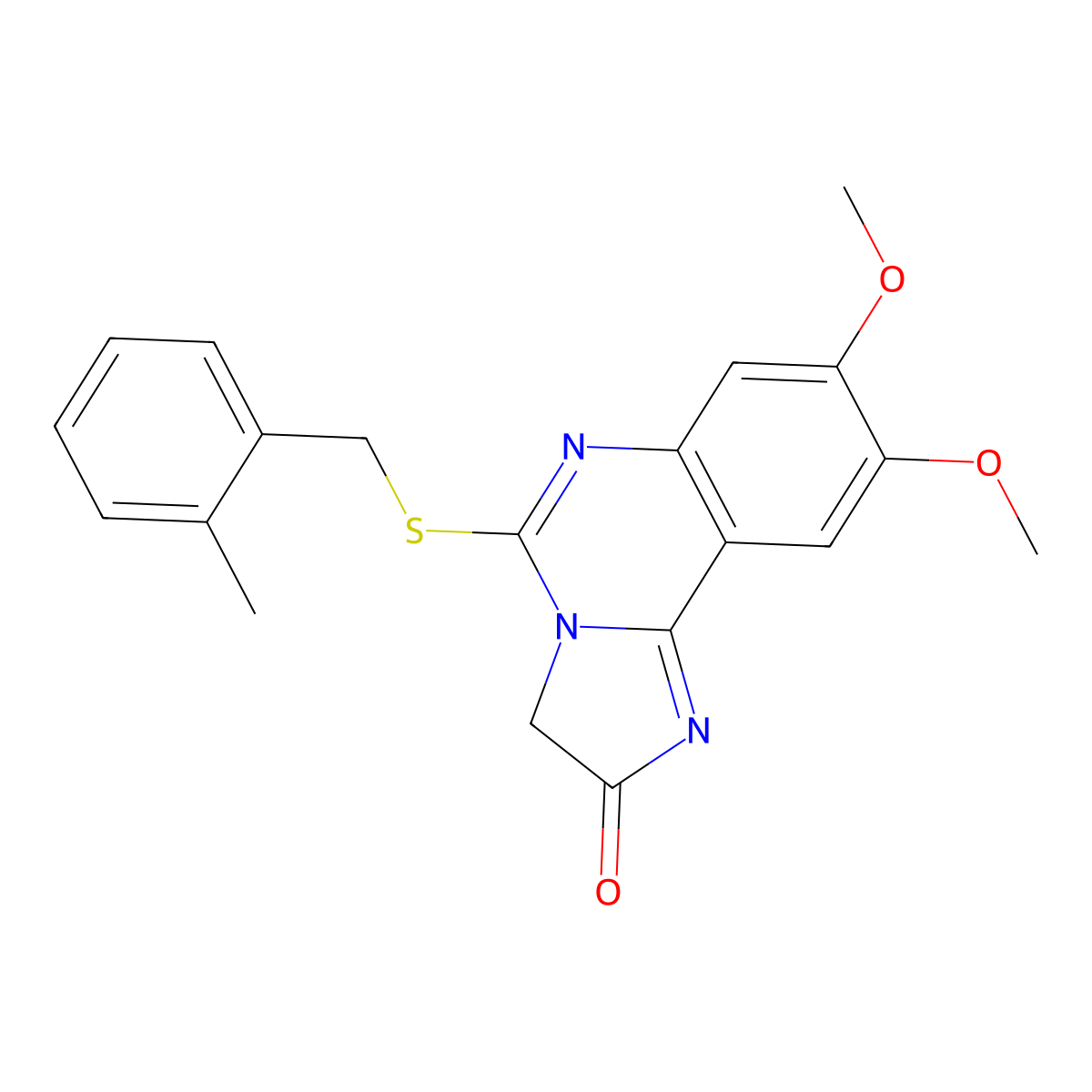 8,9-dimethoxy-5-[(2-methylbenzyl)sulfanyl]imidazo[1,2-c]quinazolin-2(3H)-one molecular structure, CAS 439109-19-0