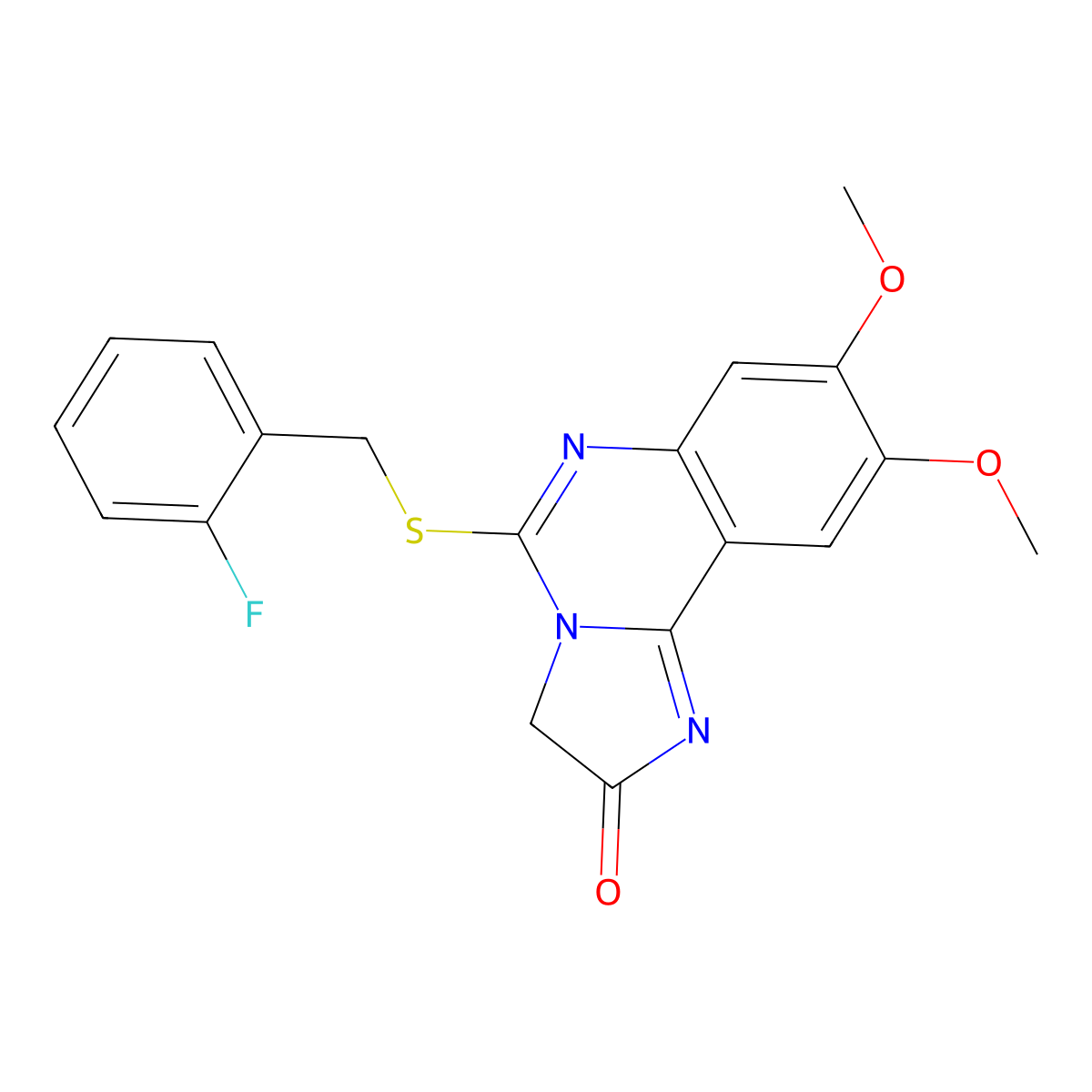 5-[(2-fluorobenzyl)sulfanyl]-8,9-dimethoxyimidazo[1,2-c]quinazolin-2(3H)-one molecular structure, CAS 439109-27-0