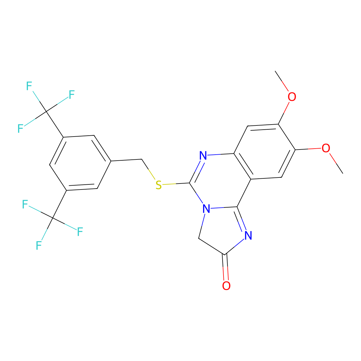 5-{[3,5-bis(trifluoromethyl)benzyl]sulfanyl}-8,9-dimethoxyimidazo[1,2-c]quinazolin-2(3H)-one molecular structure, CAS 439109-35-0