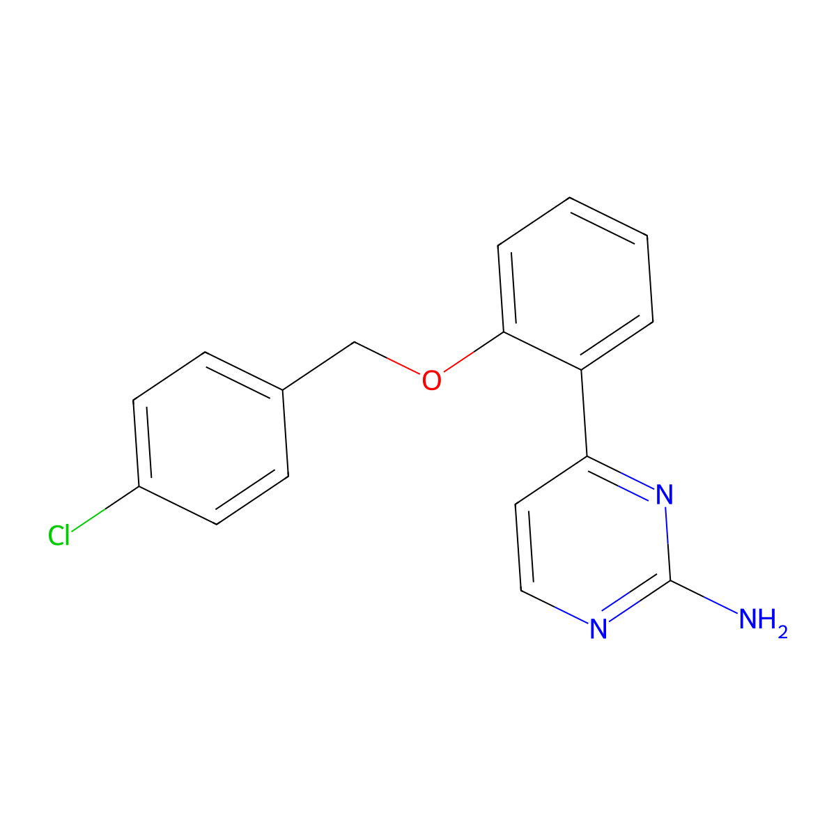 4-{2-[(4-Chlorobenzyl)oxy]phenyl}-2-pyrimidinamine molecular structure, CAS 439109-60-1