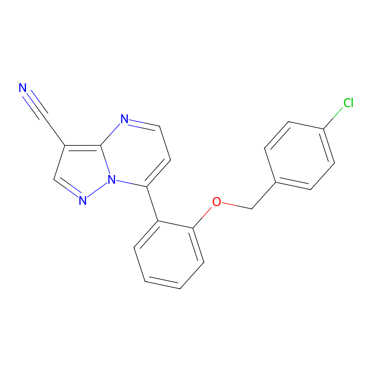 7-{2-[(4-Chlorobenzyl)oxy]phenyl}pyrazolo[1,5-a]pyrimidine-3-carbonitrile molecular structure, CAS 439109-61-2