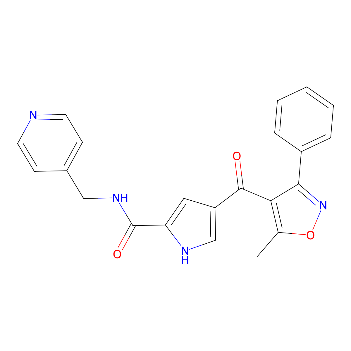 4-[(5-methyl-3-phenyl-4-isoxazolyl)carbonyl]-N-(4-pyridinylmethyl)-1H-pyrrole-2-carboxamide molecular structure, CAS 439109-64-5
