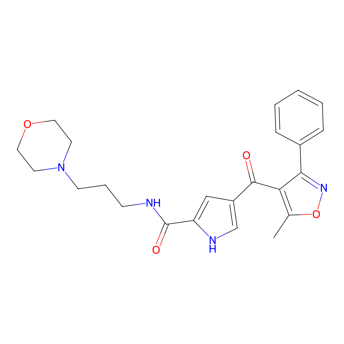 4-(5-methyl-3-phenyl-1,2-oxazole-4-carbonyl)-N-(3-morpholin-4-ylpropyl)-1H-pyrrole-2-carboxamide molecular structure, CAS 439109-67-8
