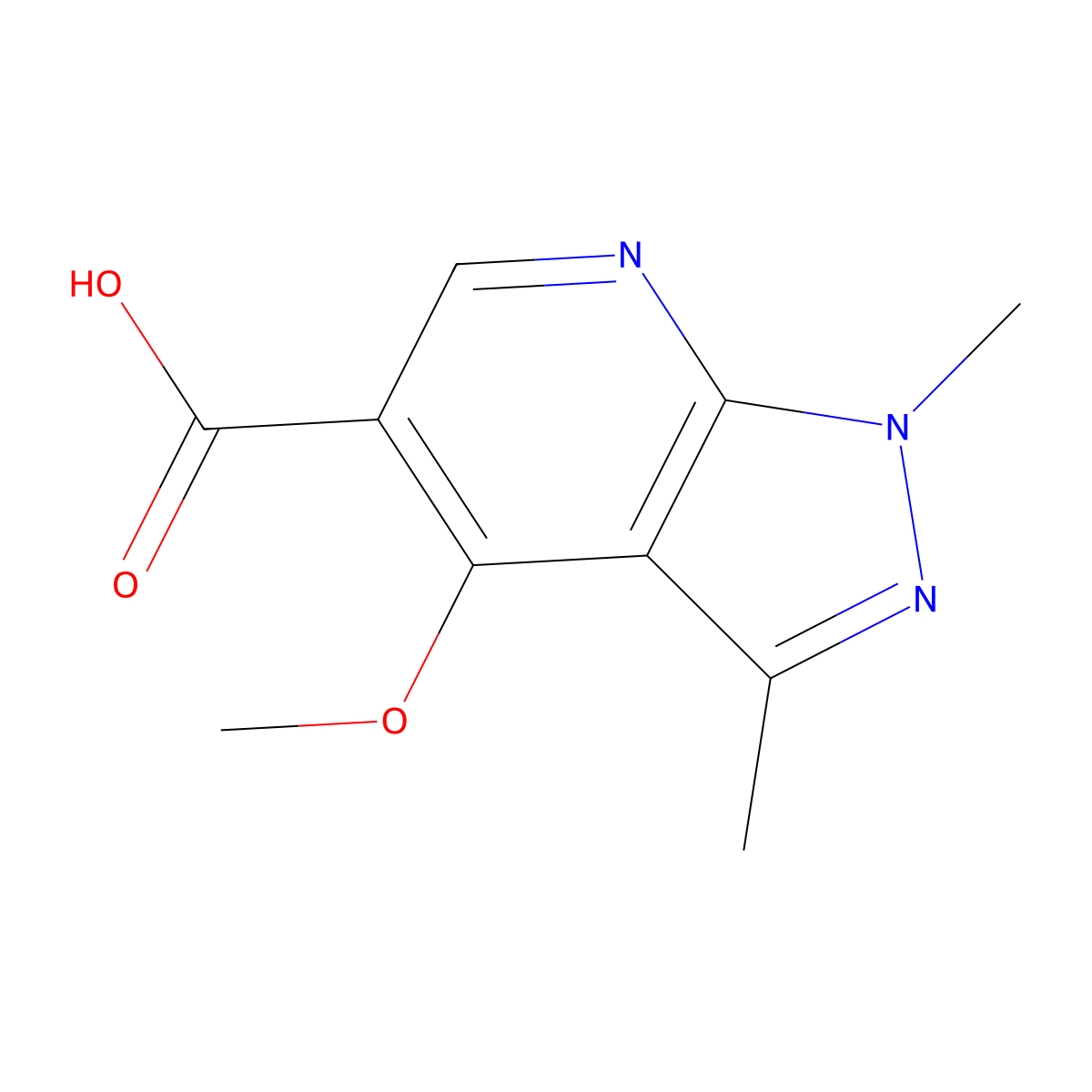 1,3-Dimethyl-4-methoxypyrazolo[3,4-b]pyridine-5-carboxylic acid molecular structure, CAS 439109-76-9
