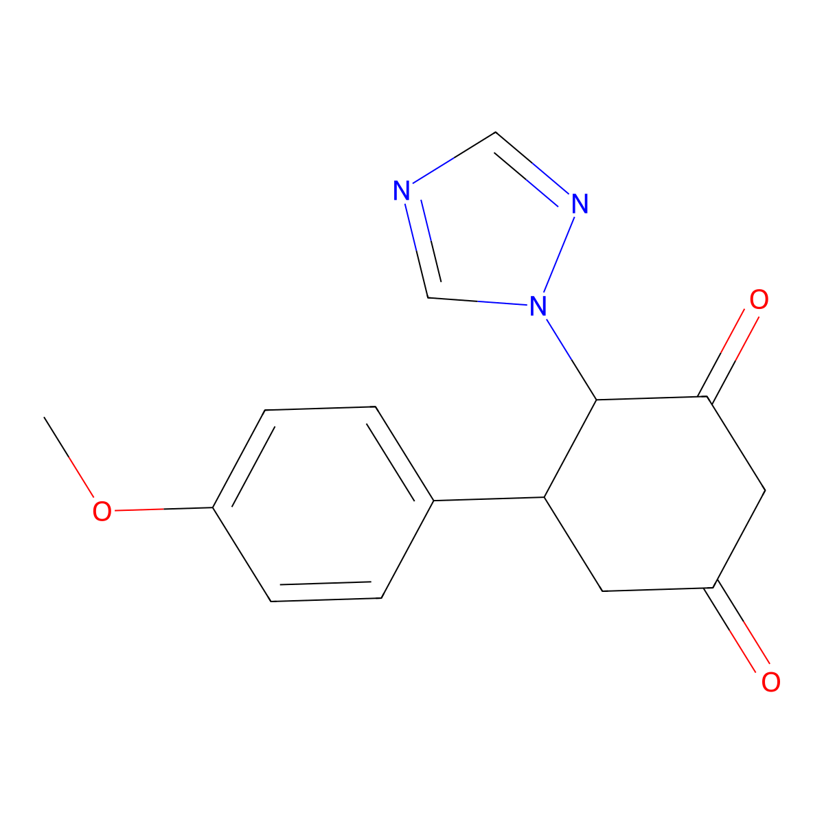 5-(4-methoxyphenyl)-4-(1H-1,2,4-triazol-1-yl)-1,3-cyclohexanedione molecular structure, CAS 439110-52-8