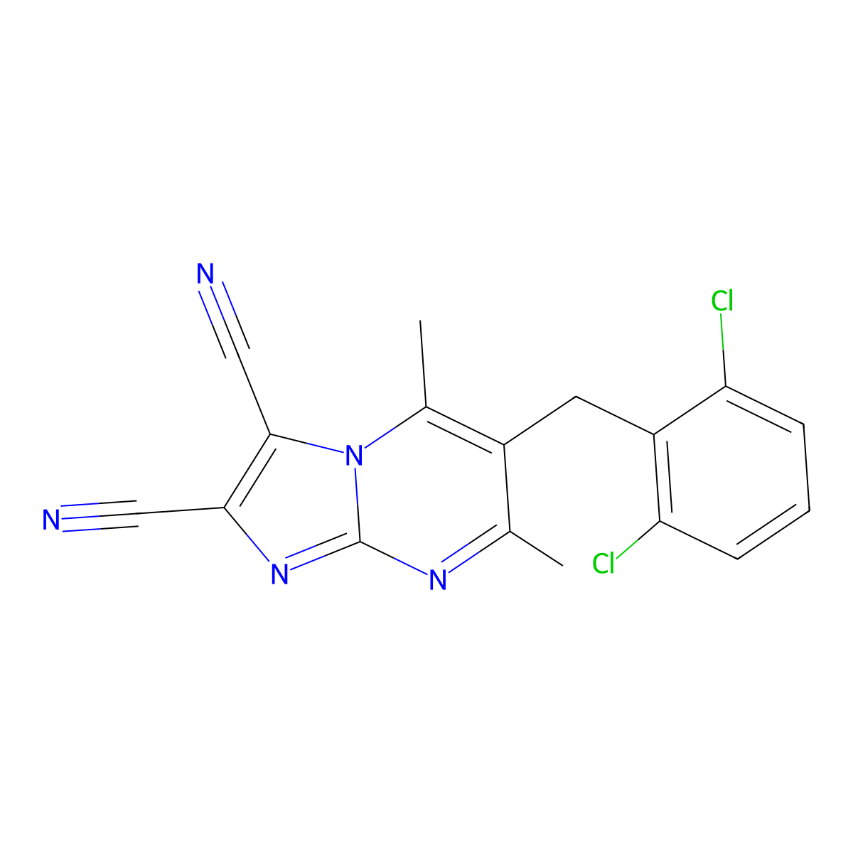 6-[(2,6-Dichlorophenyl)methyl]-5,7-dimethylimidazo[1,2-a]pyrimidine-2,3-dicarbonitrile molecular structure, CAS 439110-58-4