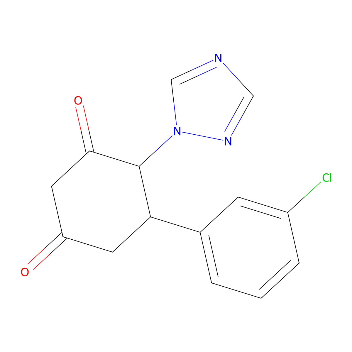 5-(3-chlorophenyl)-4-(1H-1,2,4-triazol-1-yl)-1,3-cyclohexanedione molecular structure, CAS 439110-59-5