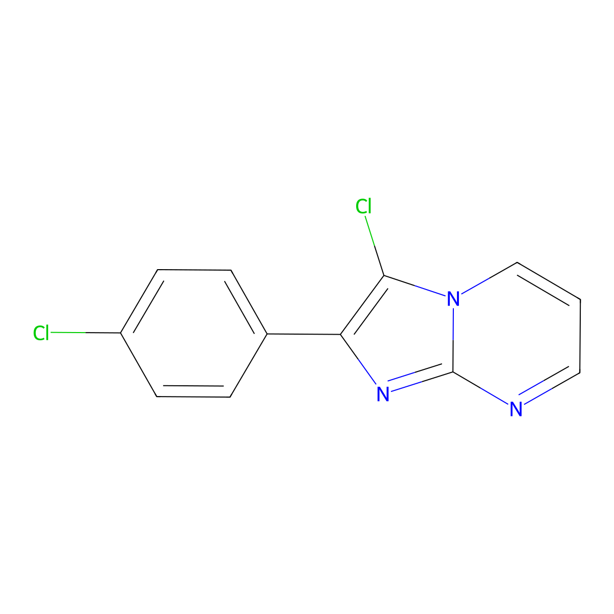 3-Chloro-2-(4-chlorophenyl)imidazo[1,2-a]pyrimidine molecular structure, CAS 439110-68-6