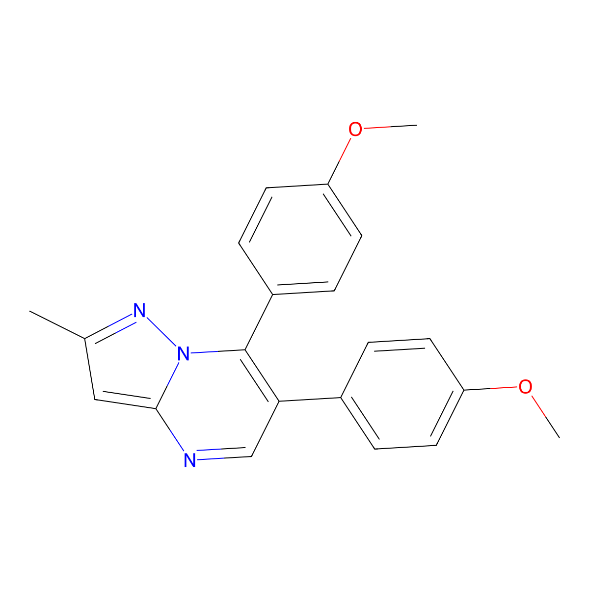 6,7-Bis(4-methoxyphenyl)-2-methylpyrazolo[1,5-a]pyrimidine molecular structure, CAS 439110-71-1