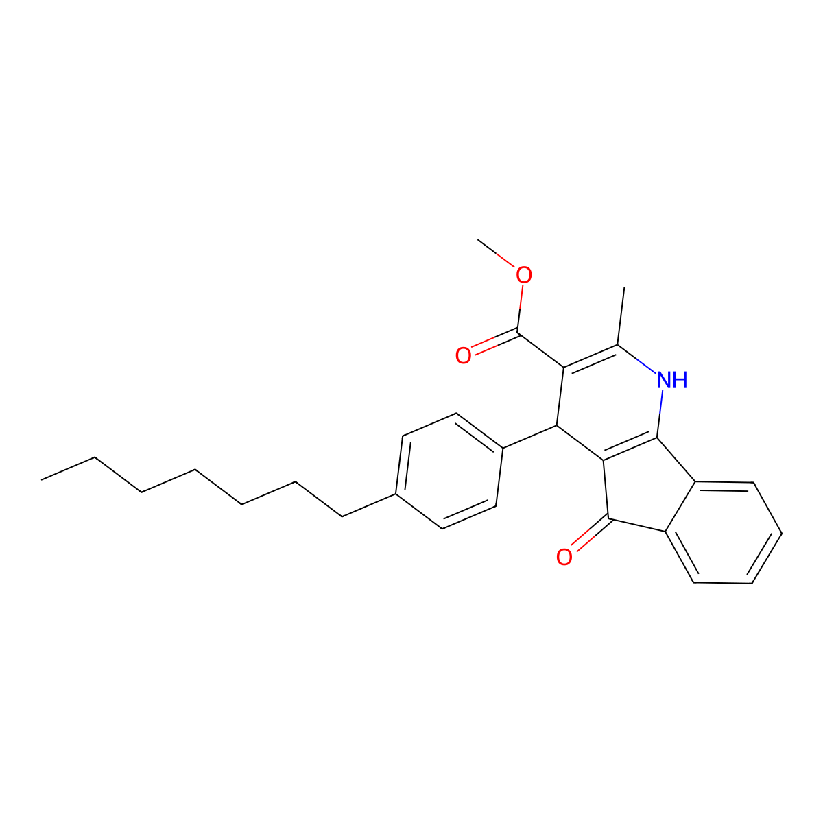 methyl 4-(4-heptylphenyl)-2-methyl-5-oxo-4,5-dihydro-1H-indeno[1,2-b]pyridine-3-carboxylate molecular structure, CAS 439110-72-2