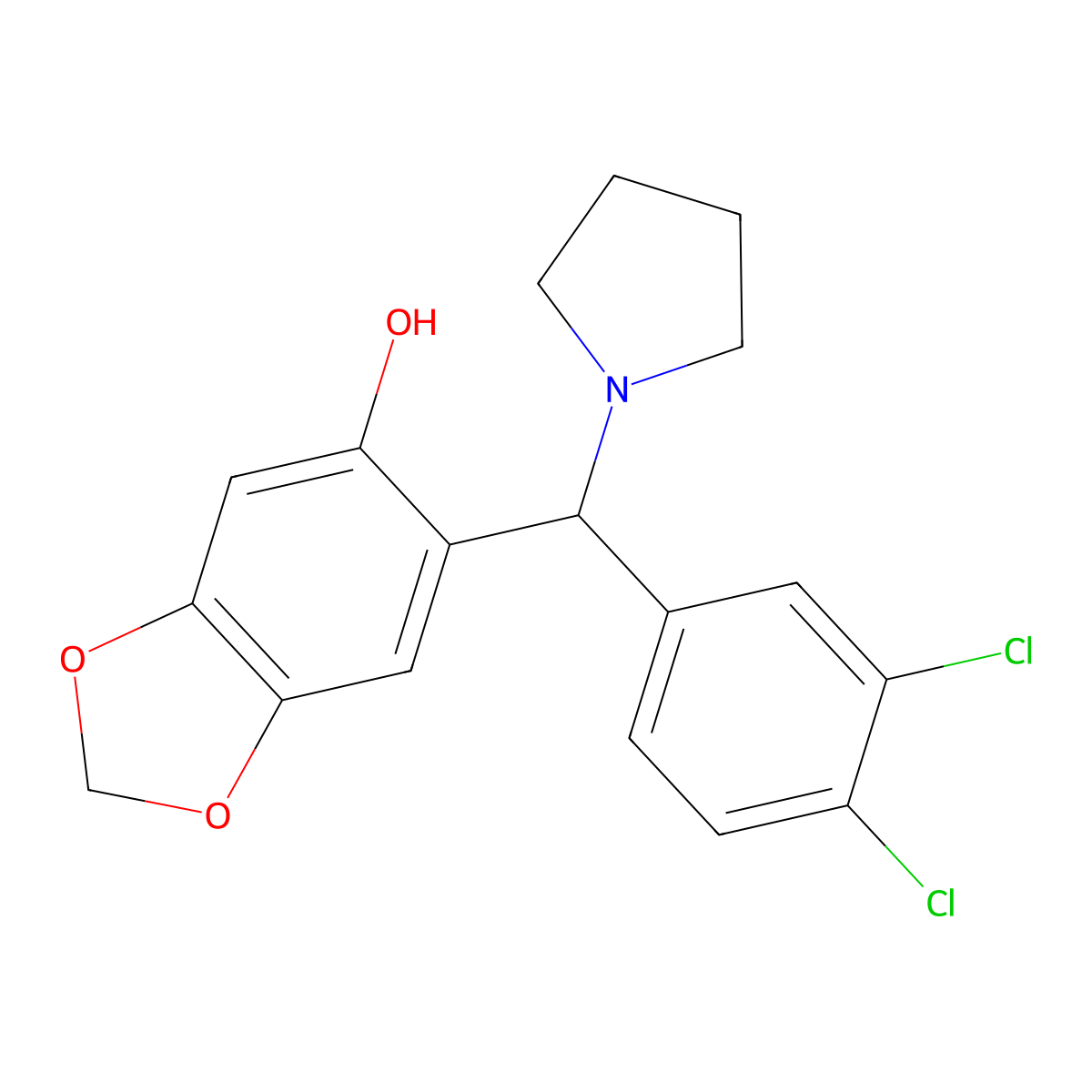 6-[(3,4-Dichlorophenyl)(1-pyrrolidinyl)methyl]-1,3-benzodioxol-5-ol molecular structure, CAS 439110-78-8