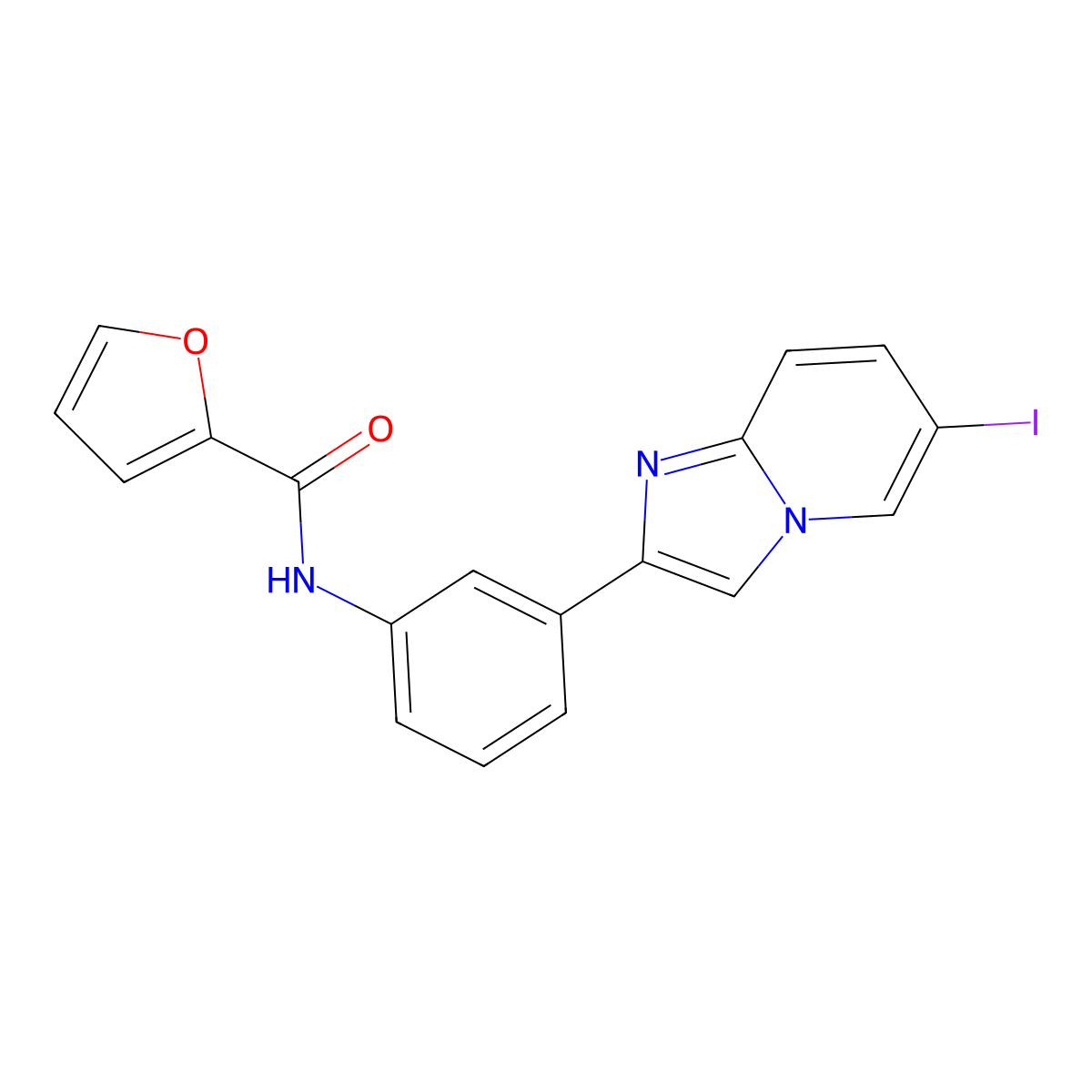 N-[3-(6-iodoimidazo[1,2-a]pyridin-2-yl)phenyl]-2-furamide molecular structure, CAS 439110-79-9