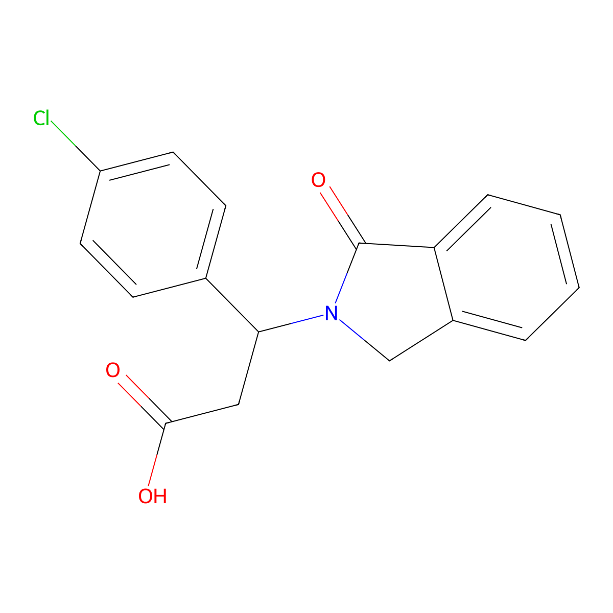 3-(4-chlorophenyl)-3-(1-oxo-1,3-dihydro-2H-isoindol-2-yl)propanoic acid molecular structure, CAS 439110-80-2