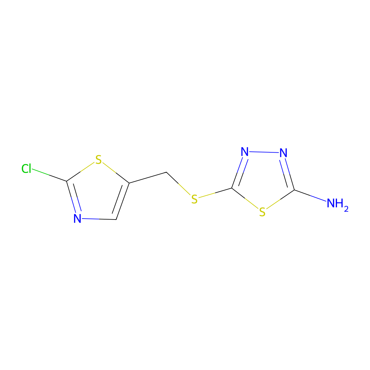 5-{[(2-Chloro-1,3-thiazol-5-yl)methyl]sulfanyl}-1,3,4-thiadiazol-2-amine molecular structure, CAS 439110-88-0