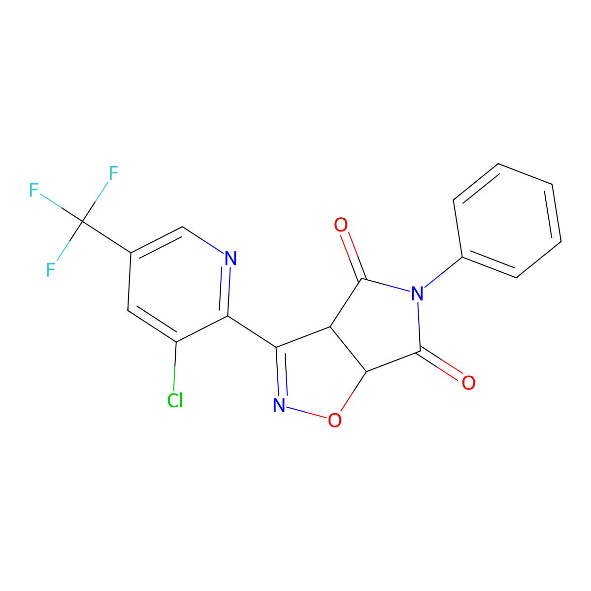 3-[3-chloro-5-(trifluoromethyl)-2-pyridinyl]-5-phenyl-3aH-pyrrolo[3,4-d]isoxazole-4,6(5H,6aH)-dione molecular structure, CAS 439110-90-4