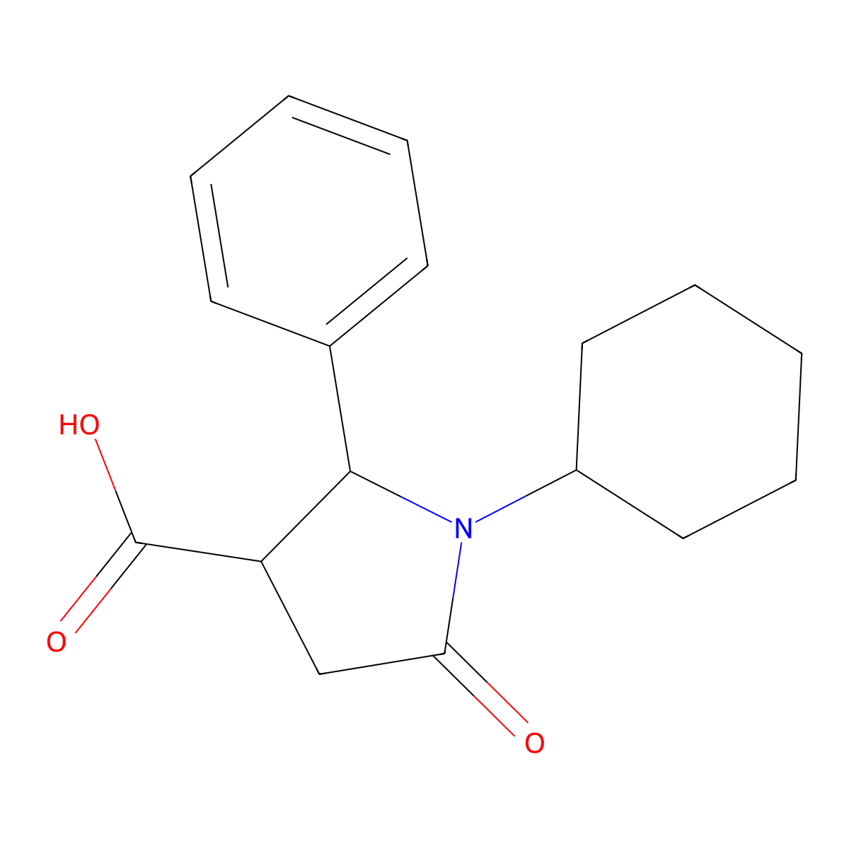 1-Cyclohexyl-5-oxo-2-phenylpyrrolidine-3-carboxylic acid molecular structure, CAS 439110-99-3