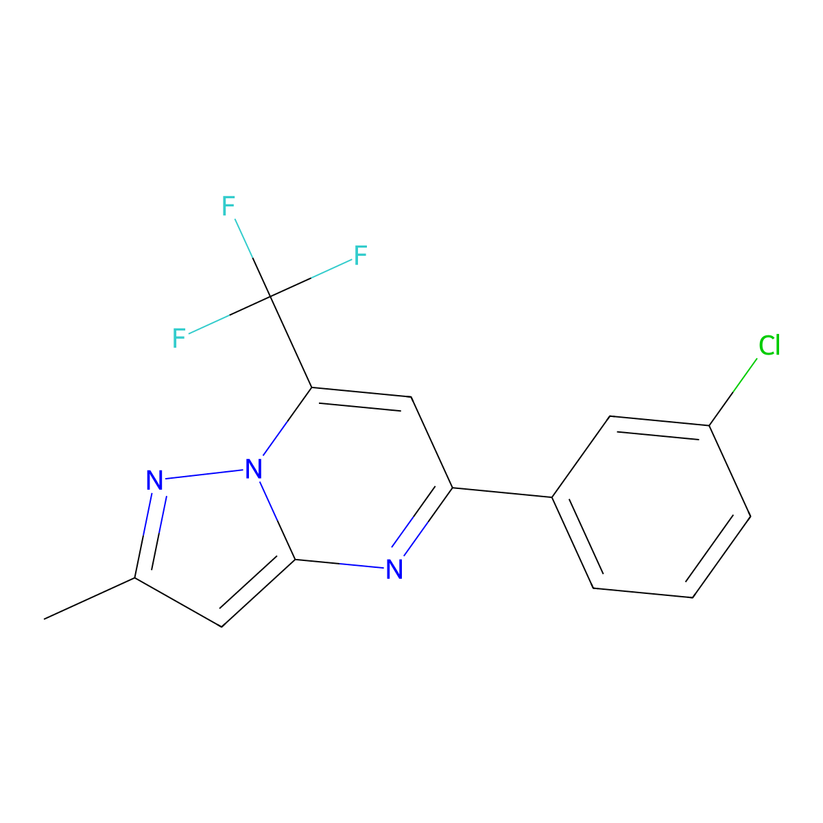 5-(3-Chlorophenyl)-2-methyl-7-(trifluoromethyl)pyrazolo[1,5-a]pyrimidine molecular structure, CAS 439111-02-1