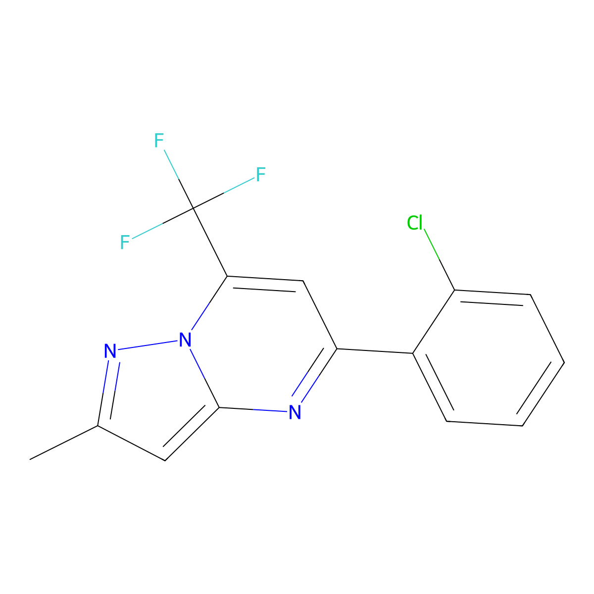 5-(2-Chlorophenyl)-2-methyl-7-(trifluoromethyl)pyrazolo[1,5-a]pyrimidine molecular structure, CAS 439111-04-3