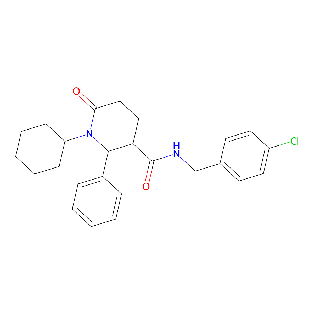 N-[(4-chlorophenyl)methyl]-1-cyclohexyl-6-oxo-2-phenylpiperidine-3-carboxamide molecular structure, CAS 439111-06-5