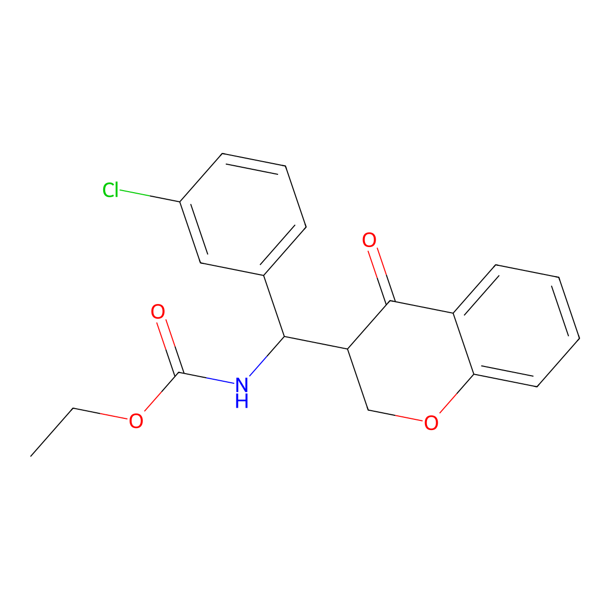 ethyl N-[(3-chlorophenyl)(4-oxo-3,4-dihydro-2H-chromen-3-yl)methyl]carbamate molecular structure, CAS 439111-08-7