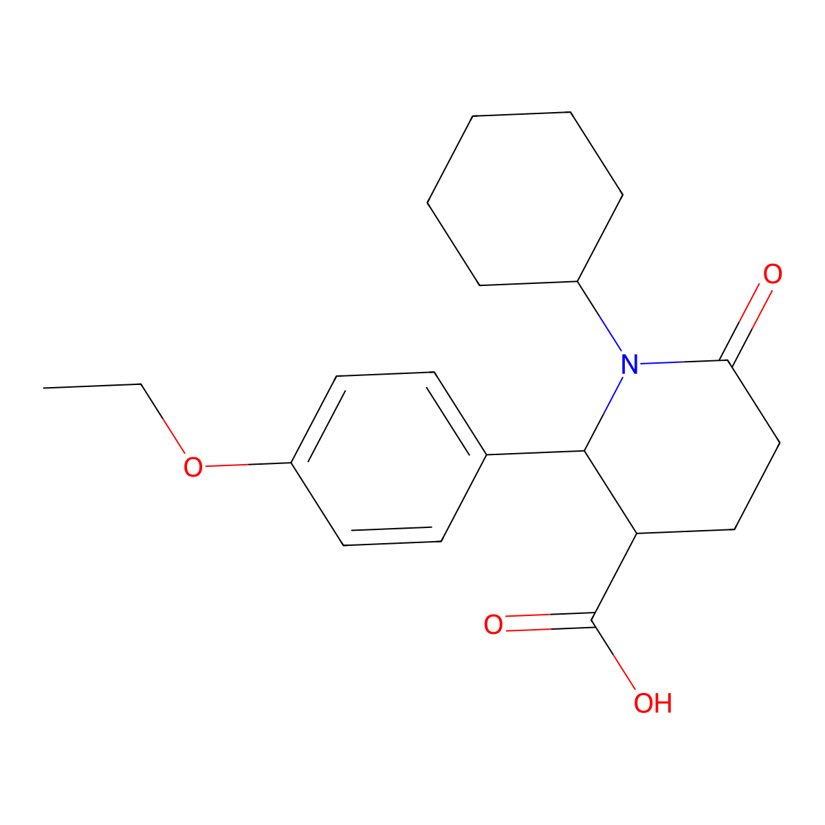 1-Cyclohexyl-2-(4-ethoxyphenyl)-6-oxo-3-piperidinecarboxylic acid molecular structure, CAS 439111-10-1