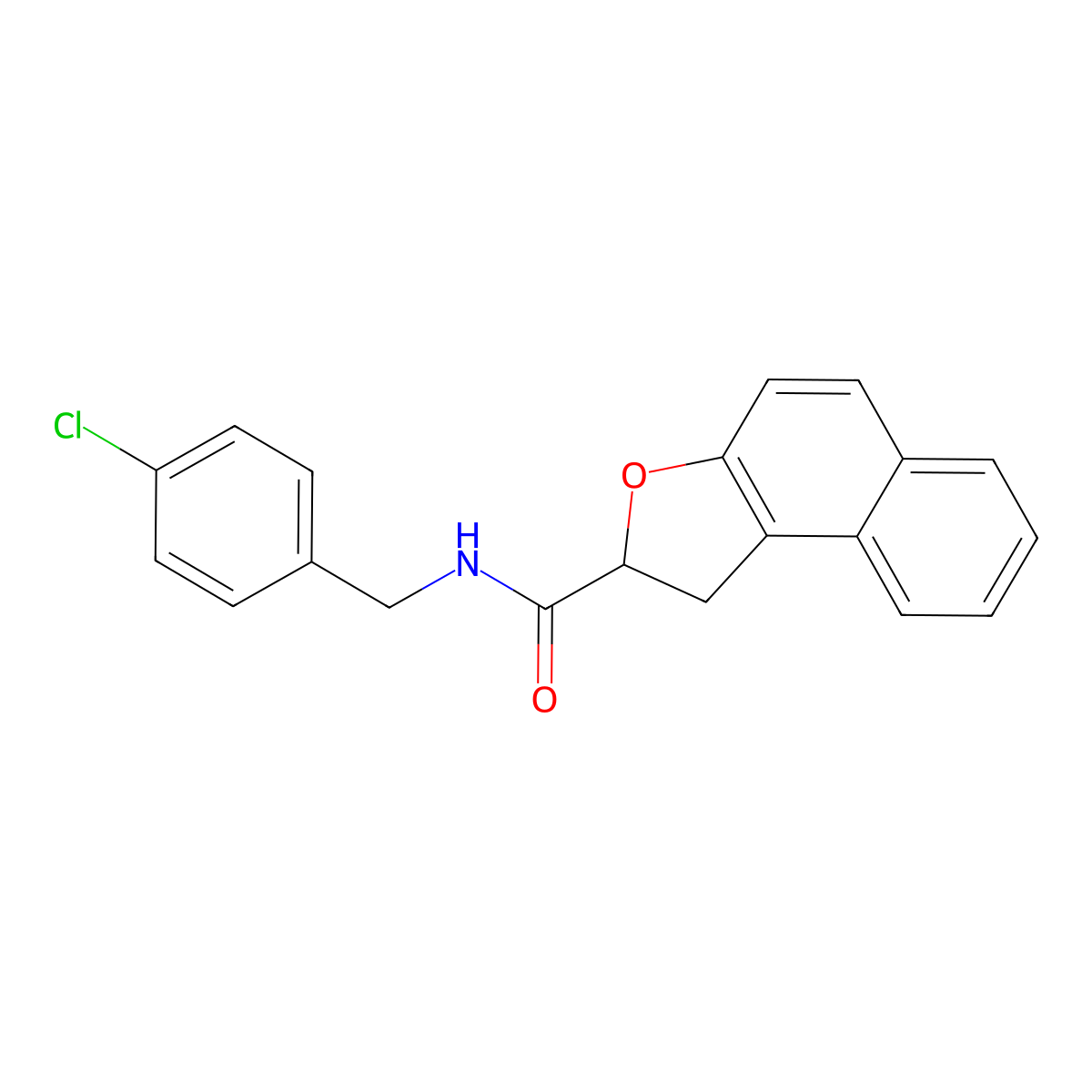 N-(4-chlorobenzyl)-1,2-dihydronaphtho[2,1-b]furan-2-carboxamide molecular structure, CAS 439111-14-5