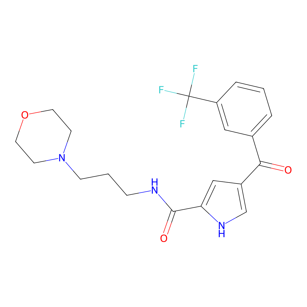N-(3-morpholin-4-ylpropyl)-4-[3-(trifluoromethyl)benzoyl]-1H-pyrrole-2-carboxamide molecular structure, CAS 439111-17-8