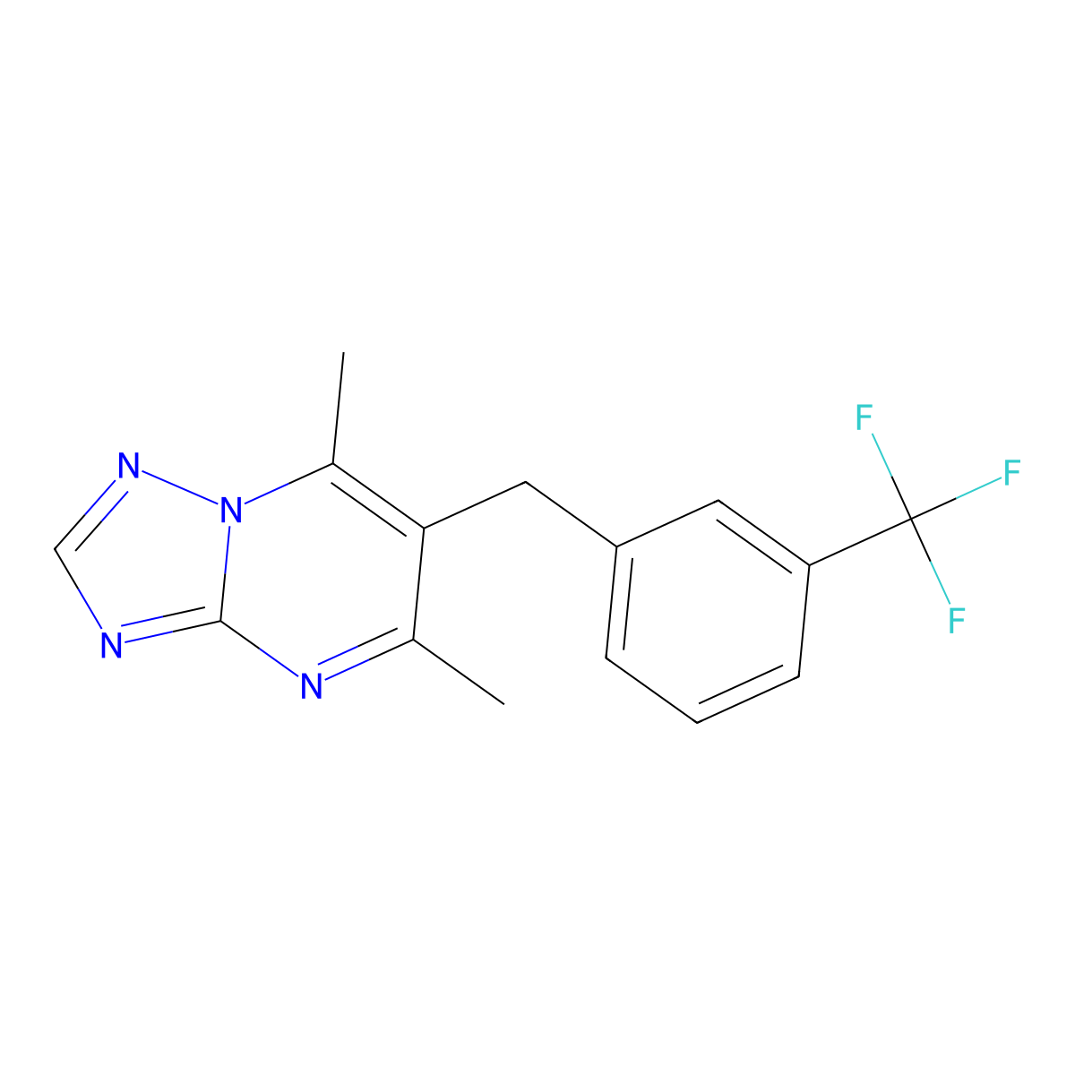 5,7-Dimethyl-6-[3-(trifluoromethyl)benzyl][1,2,4]triazolo[1,5-a]pyrimidine molecular structure, CAS 439111-25-8